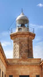 Low angle view of lighthouse against sky