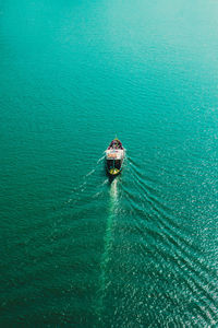 High angle view of boat in sea