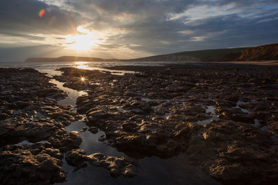 Scenic view of sunset over sea