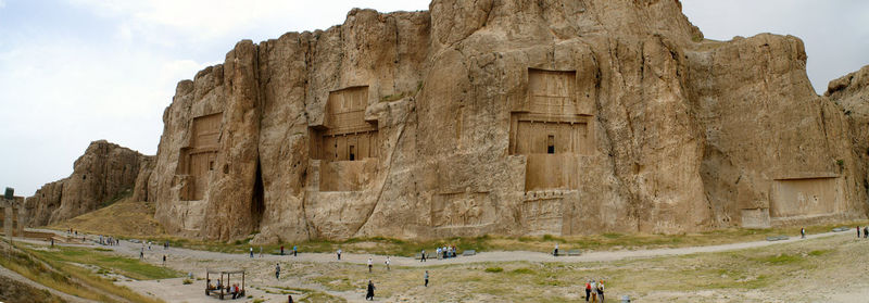 Panoramic view of old ruins against sky