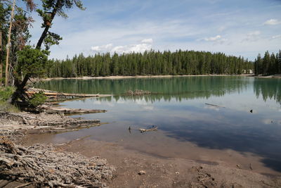 Scenic view of lake against sky