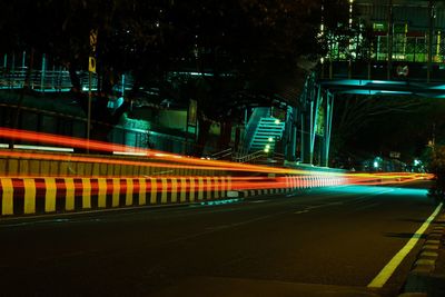 Light trails on city street at night