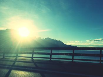 Scenic view of mountains against sky during sunset