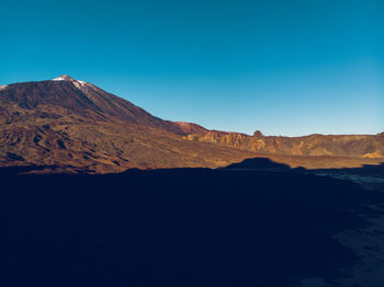 Scenic view of mountain against blue sky