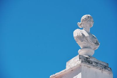 Low angle view of built structure against clear blue sky