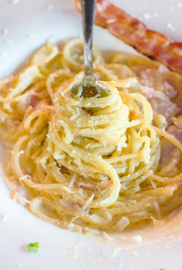 Close-up of pasta in plate