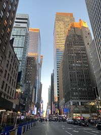 Illuminated buildings in city