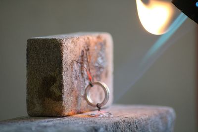 Close-up of illuminated lighting equipment