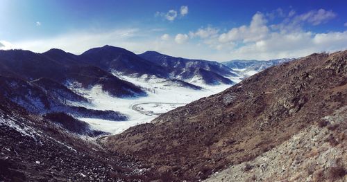 Scenic view of mountains against sky