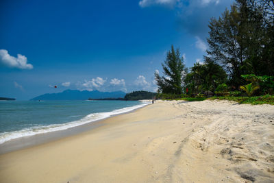 Scenic view of beach against sky