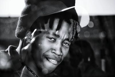 Close-up portrait of smiling boy