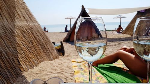 Panoramic view of man on beach against sky