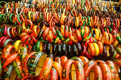 Full frame shot of handmade bracelets for sale