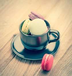 Close-up of coffee cup on table