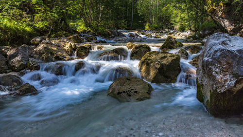 View of waterfall in forest