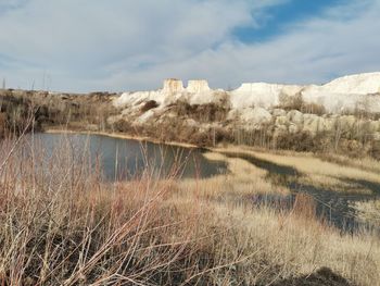 Scenic view of land against sky