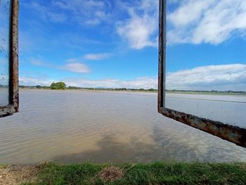 Scenic view of lake against sky