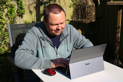 Man sitting on table