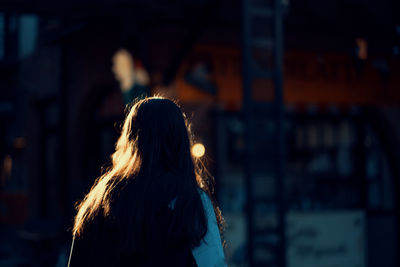 Portrait of woman walking on the street