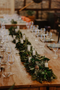 High angle view of place setting