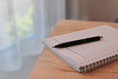 High angle view of pen on table