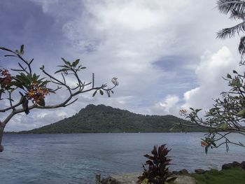 Scenic view of sea against cloudy sky