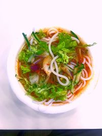 High angle view of meal served in bowl