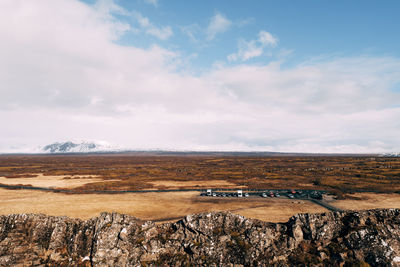 Scenic view of field against sky