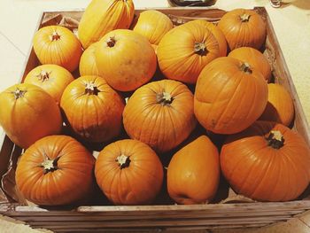 Close-up of pumpkins on table