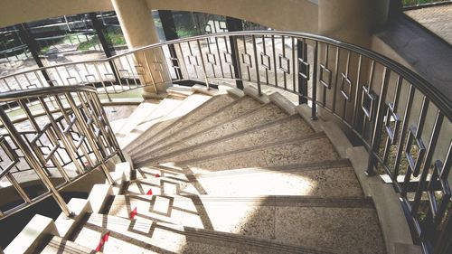 High angle view of spiral staircase