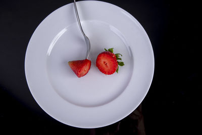 High angle view of fruits in plate