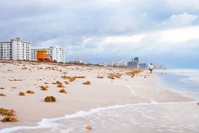 Scenic view of beach against sky
