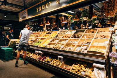 High angle view of market for sale in store