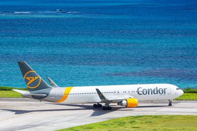 View of airplane on airport runway