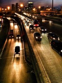 Traffic on road at night