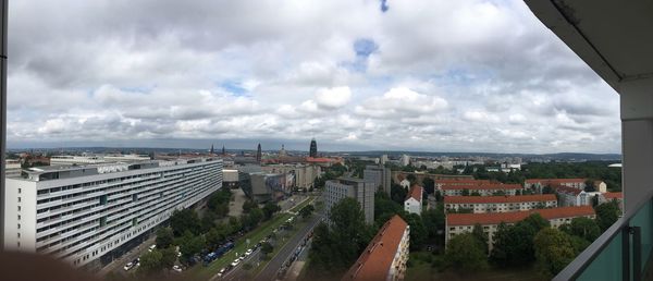 Panoramic view of cityscape against sky