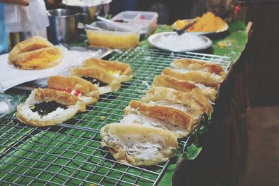 High angle view of food on table