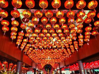 Low angle view of illuminated chinese lanterns