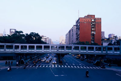 High angle view of bridge against clear sky