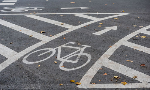 High angle view of road sign