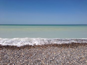 Scenic view of sea against clear sky