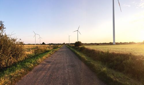 Wind turbines on field