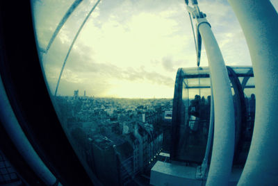 View of city through window