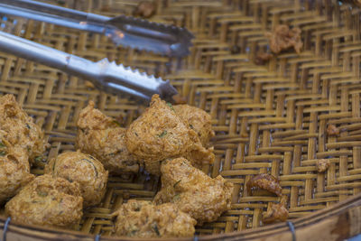 Close-up of wicker basket in store