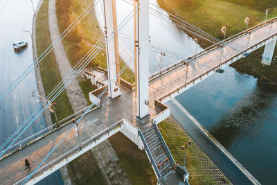 Aerial view of bridge over river