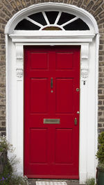 Close-up of closed door of house