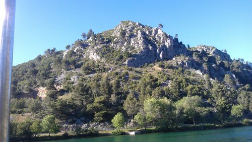 Scenic view of calm lake against clear sky