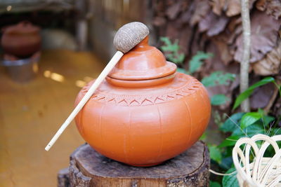 Close-up of orange pot