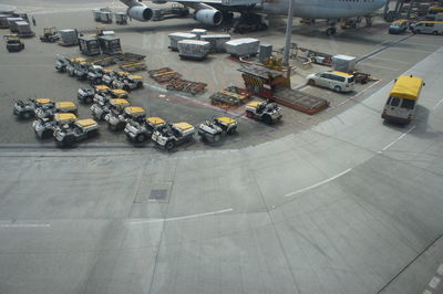 High angle view of cars on road