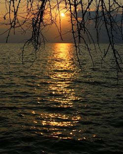 Scenic view of sunset over river